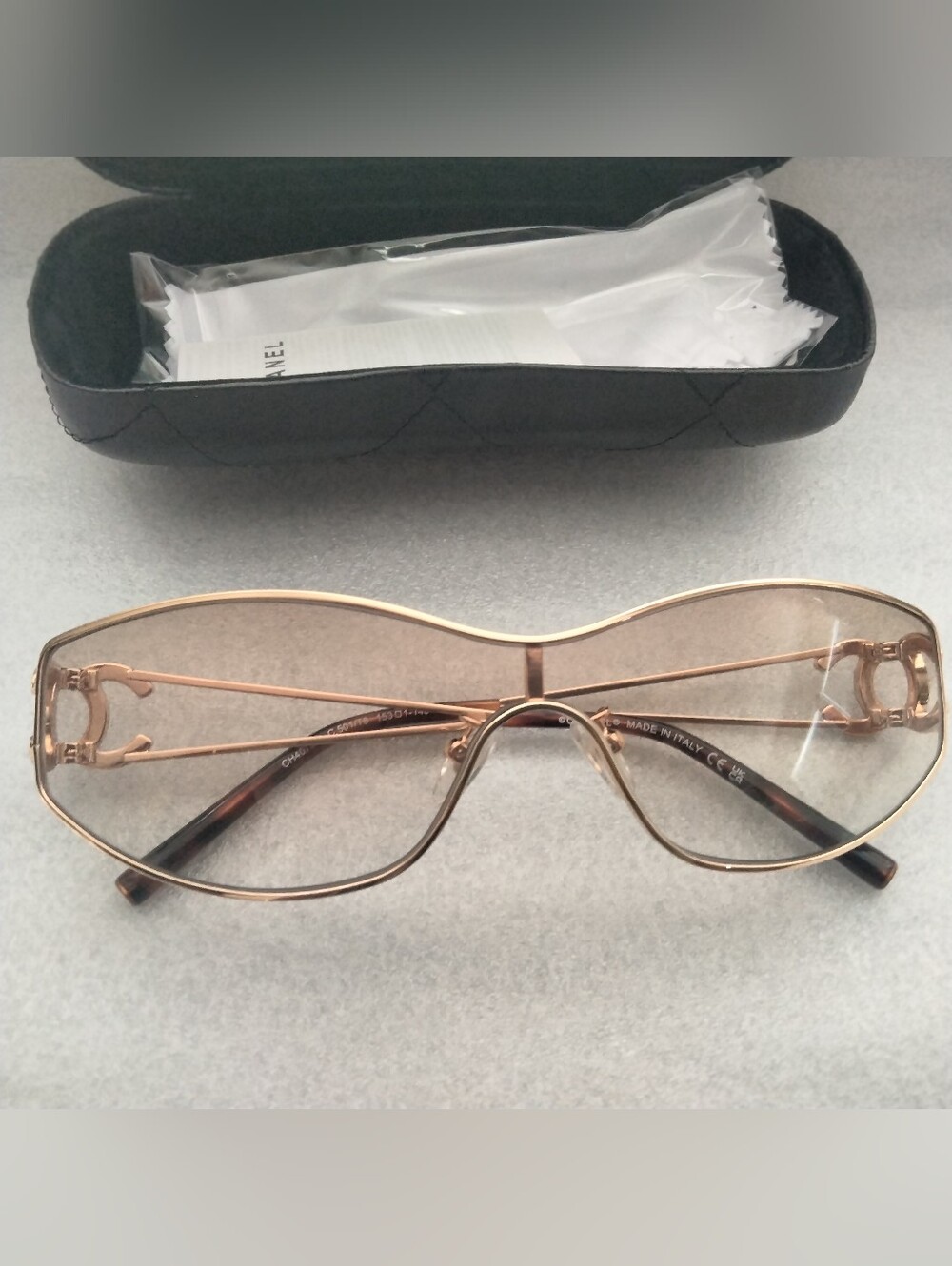 CHANEL Rhinestone CC Logo Golden Tone Sunglasses - Picture 12 of 16